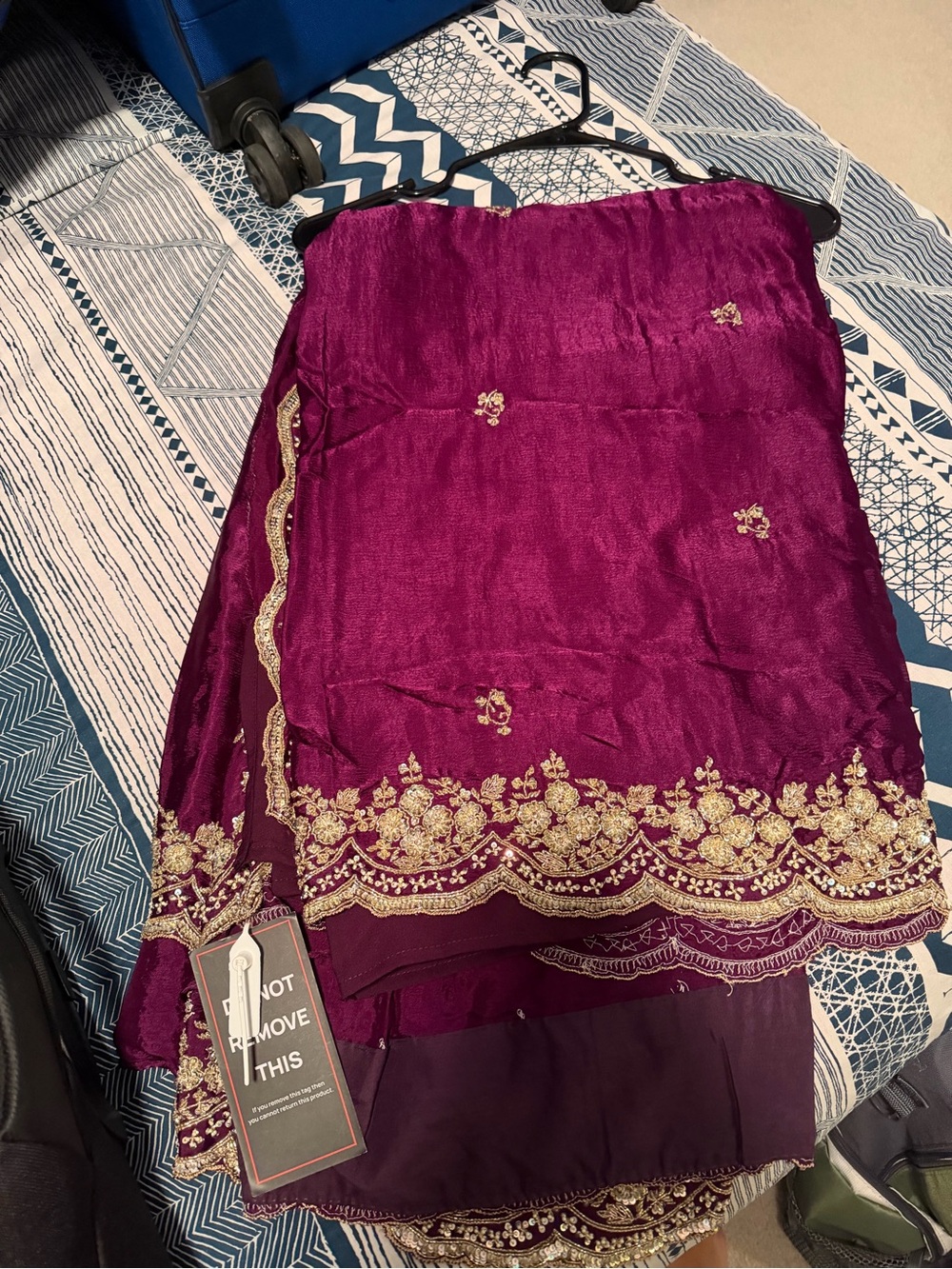 Purple Embroidered Saree- no blouse